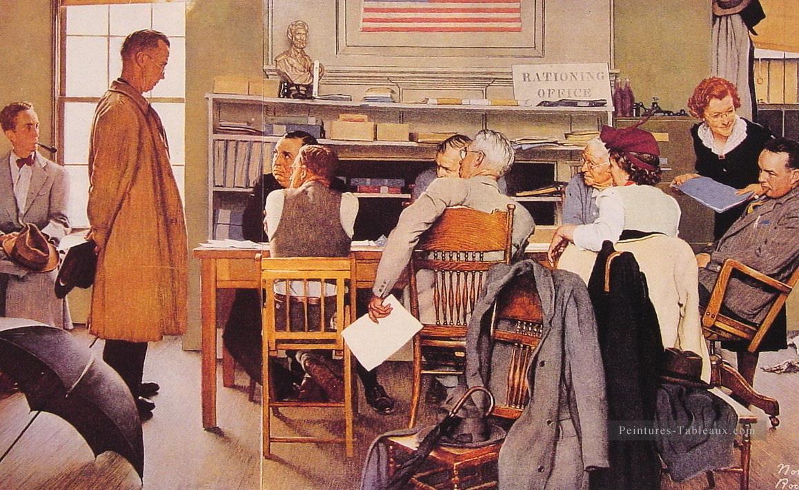 配給委員会を訪れる 1944年 ノーマン・ロックウェル油絵